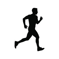 Silhouette of a man running fast athlete jogging workout cardio fitness motion vector