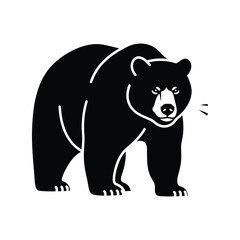 Majestic black bear standing proudly wildlife animal silhouette illustration vector