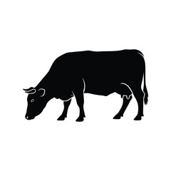 Silhouette of a grazing cow agricultural farm animal icon vector illustration vector