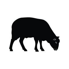 Farm animal silhouette grazing sheep livestock agriculture rural scene vector