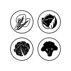 black and white icons of vegetables