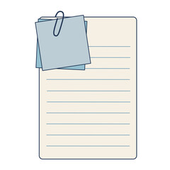 Line Page With Paperclip Memo Notes Book Loose Leaf Paper Illustration