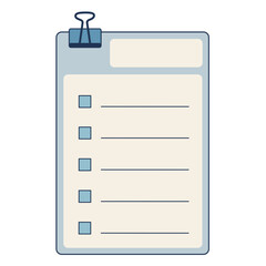 Checklist With Paperclip Page Memo Notes Book Loose Leaf Paper Illustration