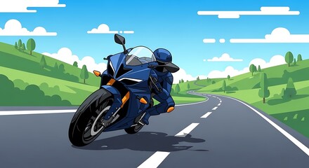 Fototapeta premium Motorcycle Rider Country Road.