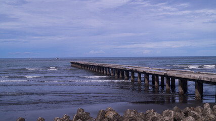 Fototapeta premium A photograph of an old Kalibo Jetty Port at New Buswang Beach. Taken from Kalibo, Aklan, Phillipines. 