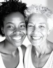 close up portrait of a mature african american grandmother with her grandson