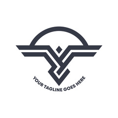 Stylish bird wing symbol logo icon template