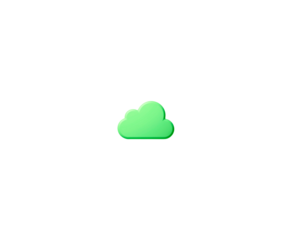 Glowing green cloud symbol on a dark black background cloud computing concept