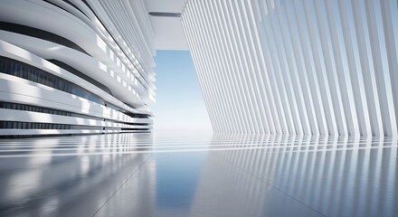 Obraz premium Modern architectural interior with curved and linear elements