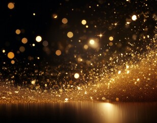 shiny gold sparkles on a dark black background perfect for luxury and celebration concepts