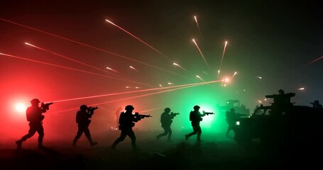 Soldiers engaged in nighttime tactical training exercise