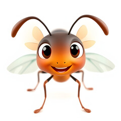 ant - A cute, smiling cartoon ant with wings, perfect for children's books, educational resources about insects, or playful nature-themed designs.