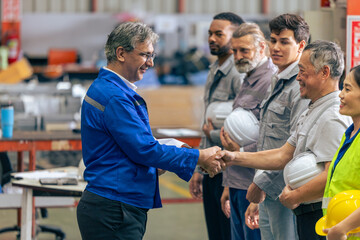 Employee welcome president, Senior director meeting hand shaking join team working happy smiling © Quality Stock Arts