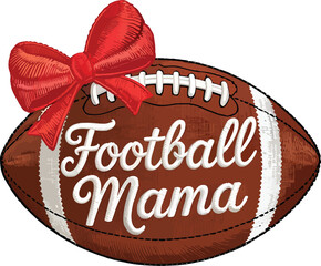 Festive American football mama design with red bow for sports enthusiasts vector