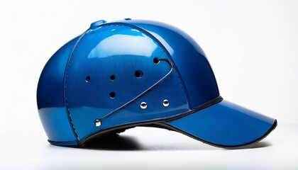 Fototapeta premium blue baseball helmet on white background