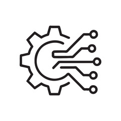 vector gear icon. Digital gear with circuit board connections for technology and innovation
