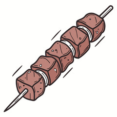 Delicious Skewer Illustration A Mouthwatering Dish of Meat and Onion Cubes