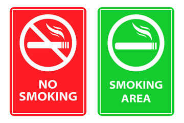 Vector image of a no smoking or no vaping sign. No smoking, prohibition symbols. No smoking zone, printable sign, red and green colors. Element for your design
