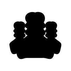 Three abstract figures standing together in a single silhouette illustration art