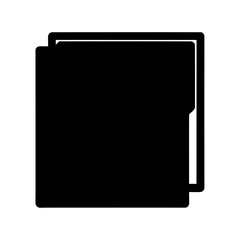 Black and white icon representation of two file folders stacked behind each other