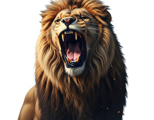 Fototapeta premium Roaring Lion with Storm and Lightning Effects