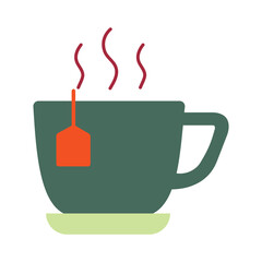 Modern Flat Design Icon of a Hot Cup of Tea with Teabag