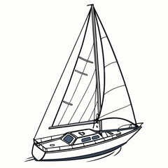 Stylized Line Art of a Classic Sailboat Ready for Open Water Exploration and Maritime Adventures