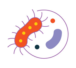 Colorful Flat Design Icon of Bacteria and Microbes in a Petri Dish