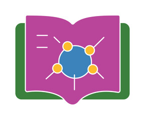 Colorful Flat Design Science Book Icon for Education and Research