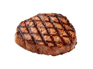 Grilled steak isolated on transparent background is ready to be served