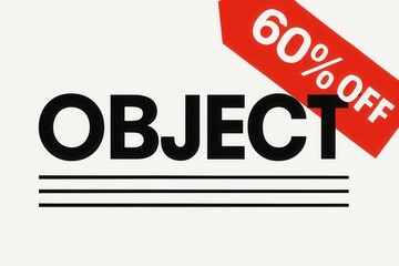 Sale banner with OBJECT and 60% OFF discount promo, modern bold style, attention-grabbing retail promotion.