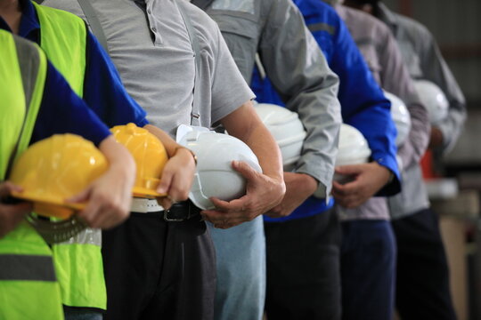 engineer team full skill quality for maintenance and training in industry factory worker , warehouse Workshop for factory operators, mechanical engineering team production.