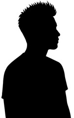 Male Silhouette with Spiky Hair in Side Profile on Dark Gray Gradient Background