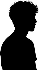 Right Profile Silhouette of Short Curly Hair Man on Cream-Brown Gradient