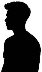 Left Profile Silhouette of Short Hair Man on Dark Gray Gradient