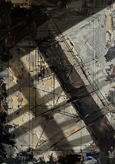 抽象画　光と影の織り成す都市風景