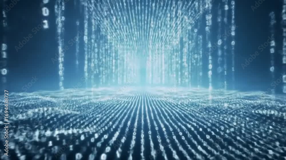 Wall mural abstract digital data stream visualizing information technology