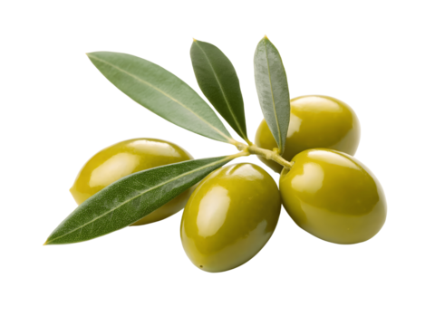 A cluster of green olives isolated on transparent background - Powered by Adobe