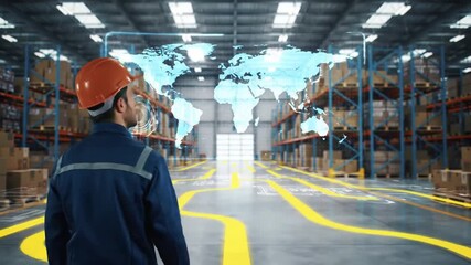 Warehouse Supervisor Visualizing Global Logistics Network - Powered by Adobe