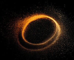 Orange ring of particles on black background