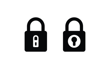 Security Concept with Padlock Icons - Black and White Vector Illustration for Cybersecurity, Data Protection, and Privacy Applications; Featuring Two Distinct Lock Designs.