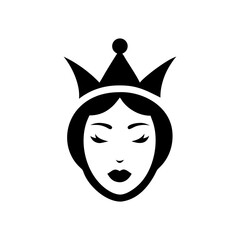 Elegant queen face outline logo design minimal feminine beauty crown illustration