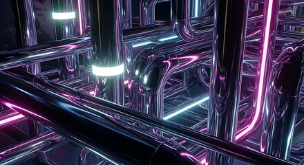 Obraz premium Neon Pipes Abstract Background.