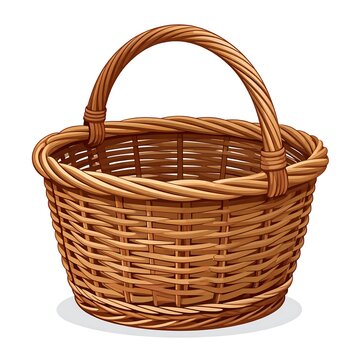 Empty wicker basket with handle
