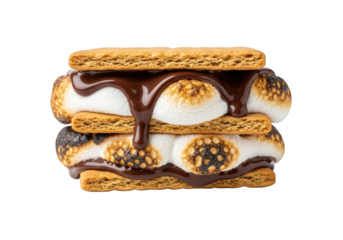 Indulgent S'more Delight on Clear Background A Decadent Treat with Graham Crackers, Toasted Marshmallows, and Melted Chocolate for Sweet Tooth Cravings