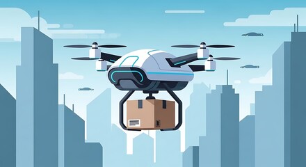 Drone Delivery Cityscape.