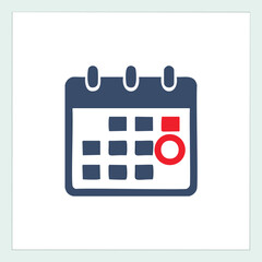 Blue calendar with red highlighted date reminder schedule