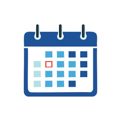 Blue calendar with red highlighted day date schedule