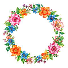 Obraz premium Watercolor Floral Wreath