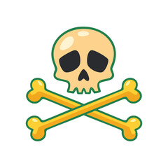 Cartoon skull and crossbones symbol vector
